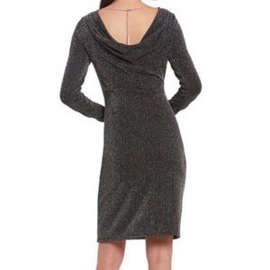 MICHAEL KORS SCOOP NECK SPARKLY BODYCON MIDI DRESS
